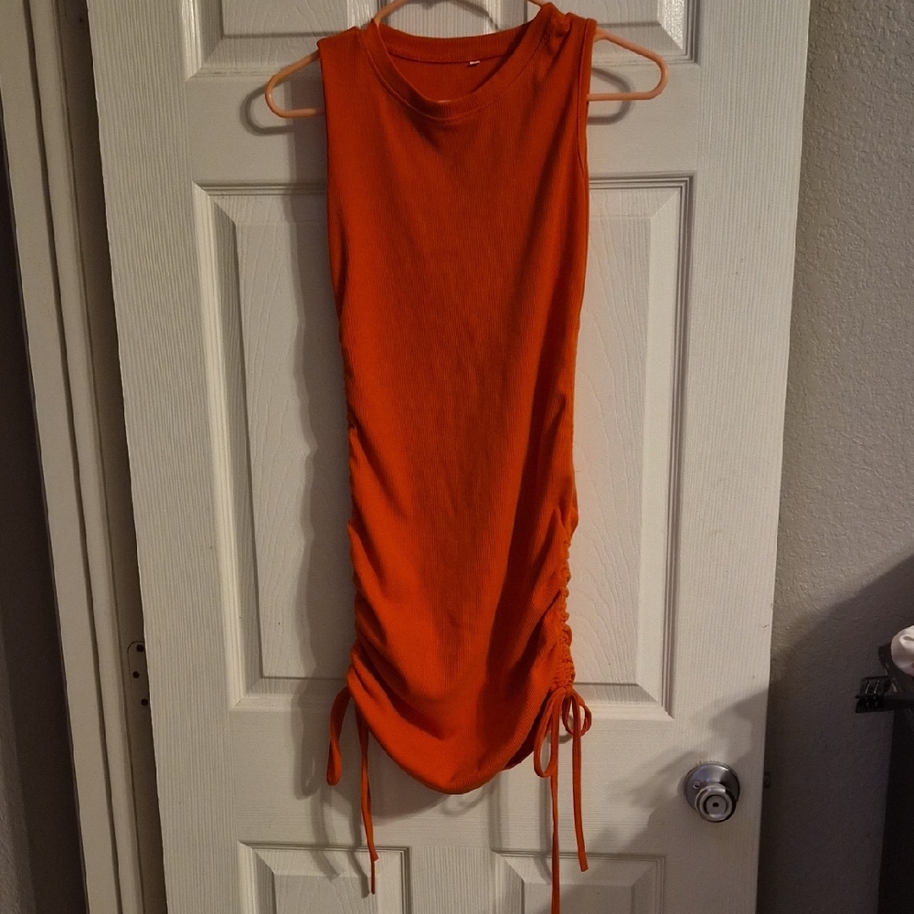 Windsor Orange Ruched Midi Dress